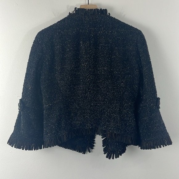 Lafayette 148 Textured Open Front Fringe Wool Blend Blazer Jacket Size 4 Career - Picture 2 of 12